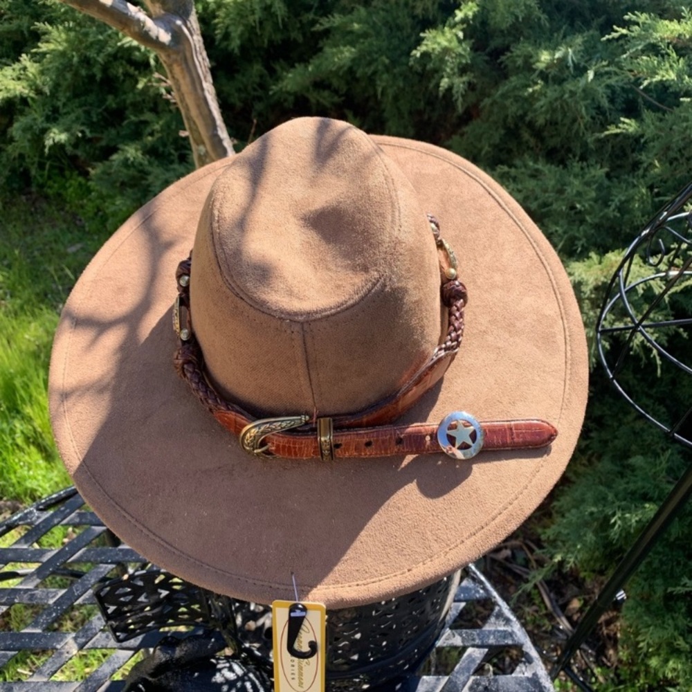 Brown Suede Western Hat with Braided Band,HP25 - Picture 4 of 12